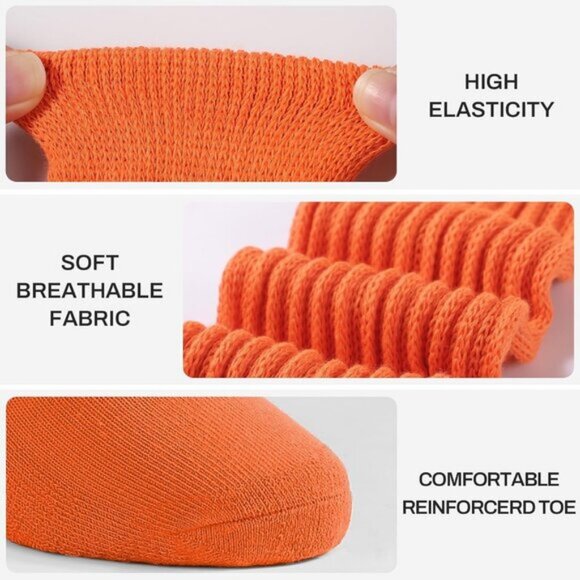 ⚡Women Orange Slouch Socks Scrunch Knee High Slouchy Socks - Picture 4 of 7